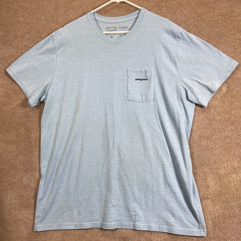 Patagonia Pocket T Shirt Men XXL Responsibili-Tee Blue Classic Activewear Comfor
